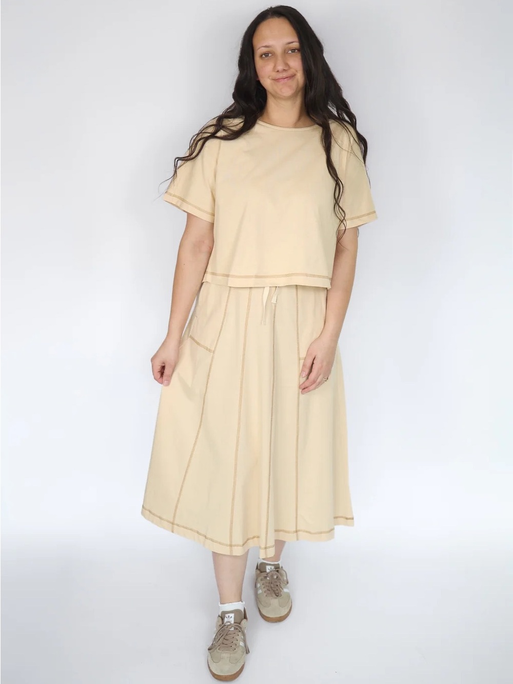 New Without Tags Cream T Shirt and Skirt Set Size M